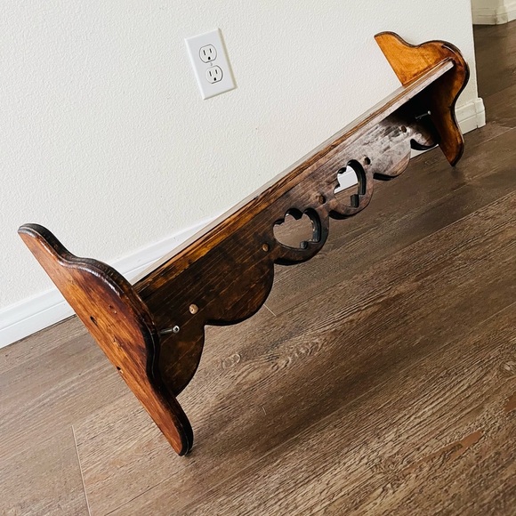 Rustic Brown Wooden Wall Shelf - Picture 1 of 13